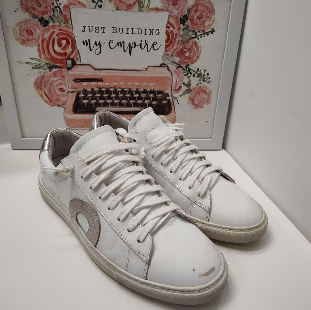 đ„°EUC Oliver Cabell Low 1 Vienna Distressed Look Leather Lace Up Sneaker Trainer - Picture 15 of 16